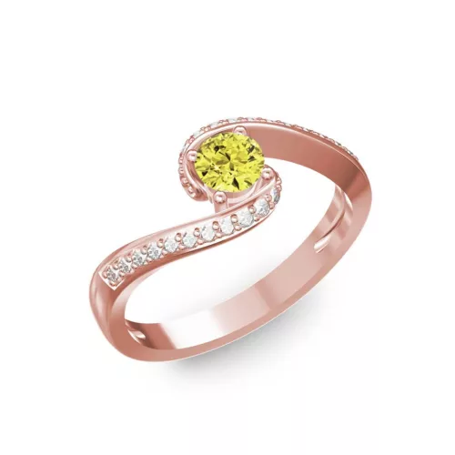 Ékszerpalota eljegyzési gyűrű 0,3ct sárga gyémánttal BRK035 rozé arany 