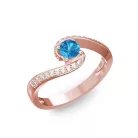 Ékszerpalota eljegyzési gyűrű 0,3ct kék topázzal BRK035 rozé arany 
