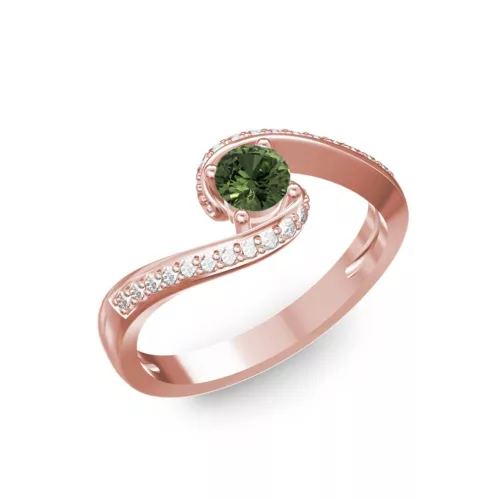 Ékszerpalota eljegyzési gyűrű 0,3ct zöld zafírral BRK035 rozé arany 