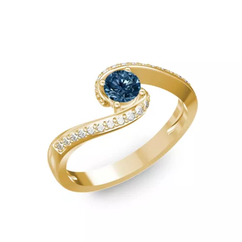 Ékszerpalota eljegyzési gyűrű 0,3ct kék gyémánttal BRK035 sárga arany 