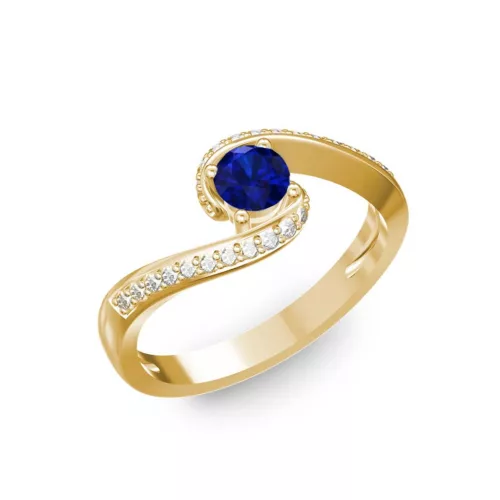 Ékszerpalota eljegyzési gyűrű 0,3ct kék diffusion zafírral BRK035 sárga arany 