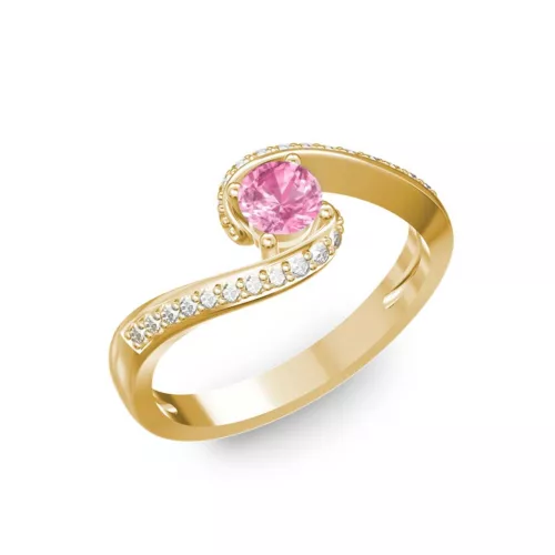 Ékszerpalota eljegyzési gyűrű 0,3ct pink zafírral BRK035 sárga arany 