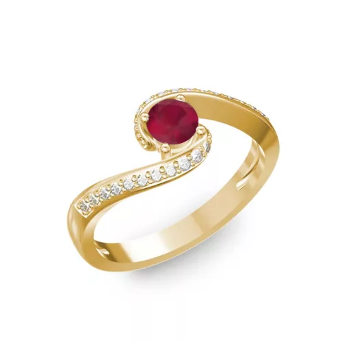 Ékszerpalota eljegyzési gyűrű 0,3ct rubinnal BRK035 sárga arany 