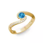Ékszerpalota eljegyzési gyűrű 0,3ct kék topázzal BRK035 sárga arany 