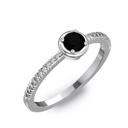Ékszerpalota eljegyzési gyűrű 0,2ct fekete gyémánttal BRK036 fehér arany