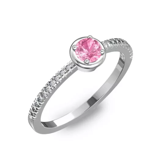 Ékszerpalota eljegyzési gyűrű 0,2ct pink zafír BRK036 fehér arany