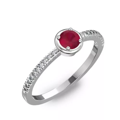 Ékszerpalota eljegyzési gyűrű 0,2ct rubinnal BRK036 fehér arany