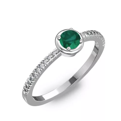 Ékszerpalota eljegyzési gyűrű 0,2ct smaragddal BRK036 fehér arany