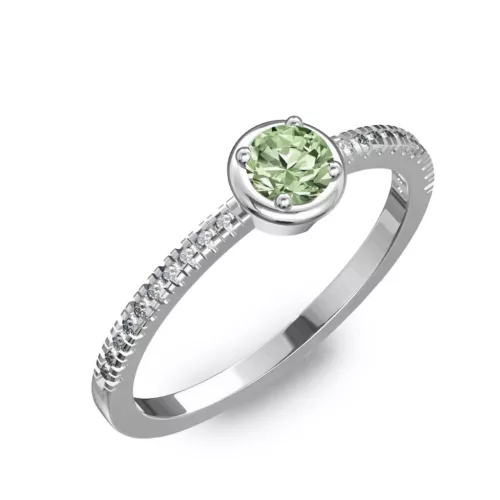 Ékszerpalota eljegyzési gyűrű 0,2ct zöld gyémánttal BRK036 fehér arany