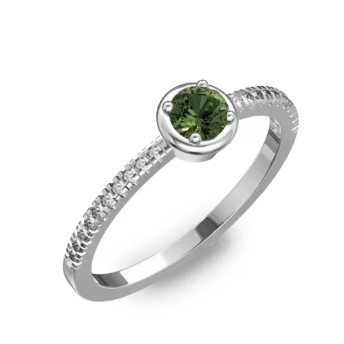 Ékszerpalota eljegyzési gyűrű 0,2ct zöld zafírral BRK036 fehér arany