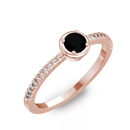 Ékszerpalota eljegyzési gyűrű 0,2ct fekete gyémánttal BRK036 rozé arany