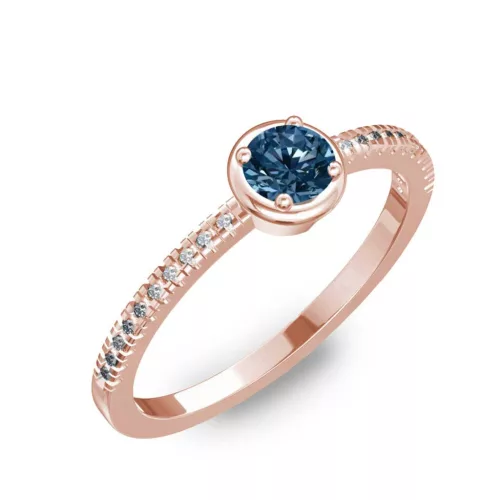 Ékszerpalota eljegyzési gyűrű 0,2ct kék gyémánttal BRK036 rozé arany