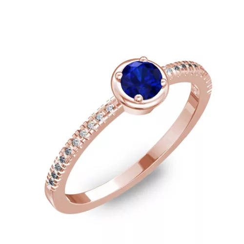 Ékszerpalota eljegyzési gyűrű 0,2ct kék diffusion zafír BRK036 rozé arany
