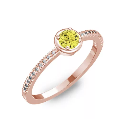 Ékszerpalota eljegyzési gyűrű 0,2ct sárga gyémánttal BRK036 rozé arany