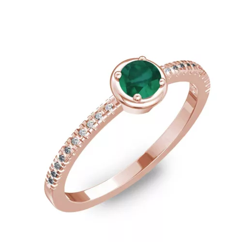 Ékszerpalota eljegyzési gyűrű 0,2ct smaragddal BRK036 rozé arany