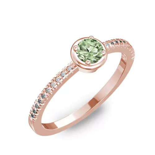 Ékszerpalota eljegyzési gyűrű 0,2ct zöld gyémánttal BRK036 rozé arany