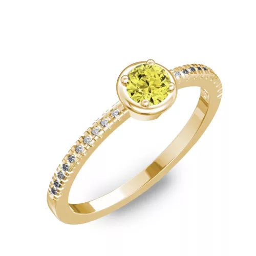 Ékszerpalota eljegyzési gyűrű 0,2ct sárga gyémánttal BRK036 sárga arany