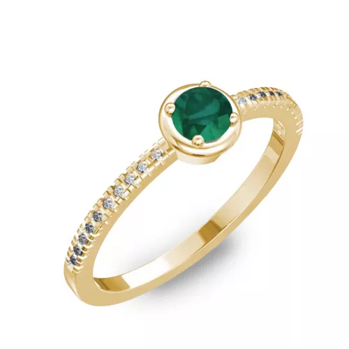 Ékszerpalota eljegyzési gyűrű 0,2ct smaragddal BRK036 sárga arany