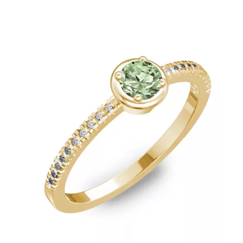 Ékszerpalota eljegyzési gyűrű 0,2ct zöld gyémánttal BRK036 sárga arany