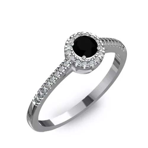 Ékszerpalota eljegyzési gyűrű 0,2ct fekete gyémánttal BRK037 fehér arany