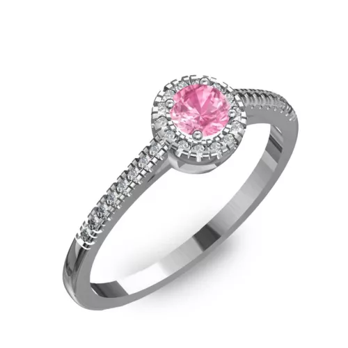 Ékszerpalota eljegyzési gyűrű 0,2ct pink zafír BRK037 fehér arany