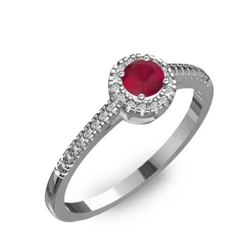 Ékszerpalota eljegyzési gyűrű 0,2ct rubinnal BRK037 fehér arany