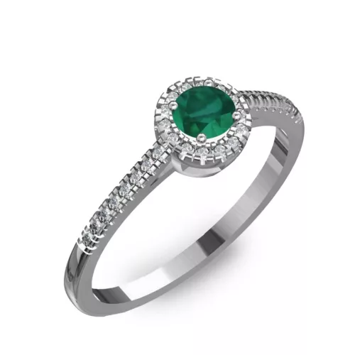 Ékszerpalota eljegyzési gyűrű 0,2ct smaragddal BRK037 fehér arany