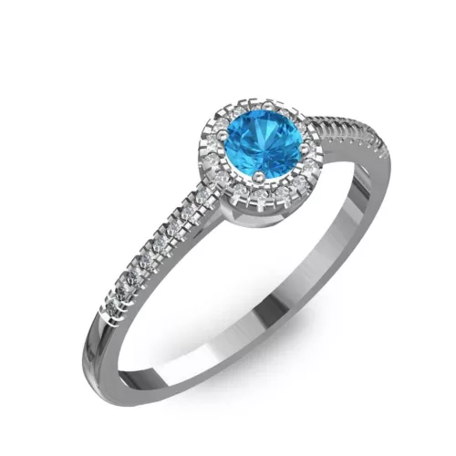 Ékszerpalota eljegyzési gyűrű 0,2ct kék topázzal BRK037 fehér arany