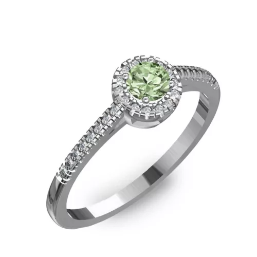 Ékszerpalota eljegyzési gyűrű 0,2ct zöld gyémánttal BRK037 fehér arany
