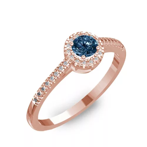 Ékszerpalota eljegyzési gyűrű 0,2ct kék gyémánttal BRK037 rozé arany