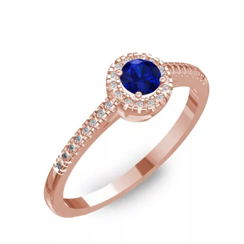 Ékszerpalota eljegyzési gyűrű 0,2ct kék diffusion zafír BRK037 rozé arany