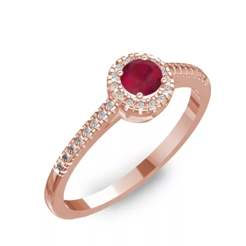 Ékszerpalota eljegyzési gyűrű 0,2ct rubinnal BRK037 rozé arany