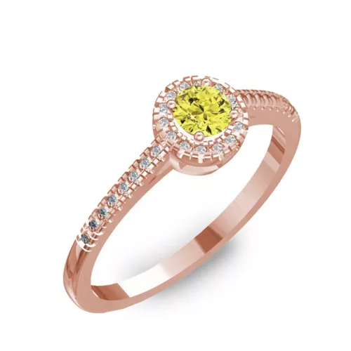Ékszerpalota eljegyzési gyűrű 0,2ct sárga gyémánttal BRK037 rozé arany