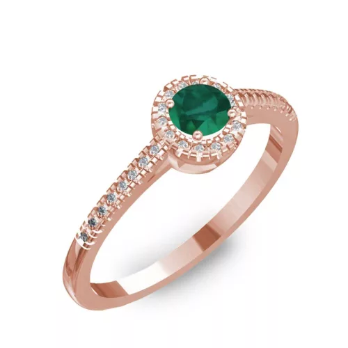Ékszerpalota eljegyzési gyűrű 0,2ct smaragddal BRK037 rozé arany