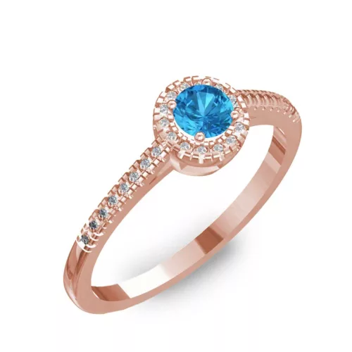 Ékszerpalota eljegyzési gyűrű 0,2ct kék topázzal BRK037 rozé arany