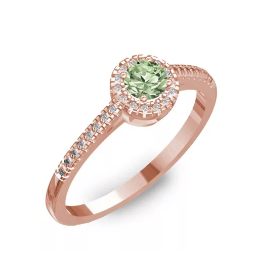 Ékszerpalota eljegyzési gyűrű 0,2ct zöld gyémánttal BRK037 rozé arany
