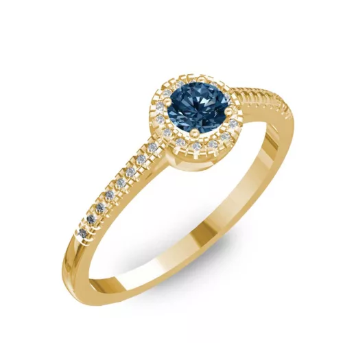 Ékszerpalota eljegyzési gyűrű 0,2ct kék gyémánttal BRK037 sárga arany