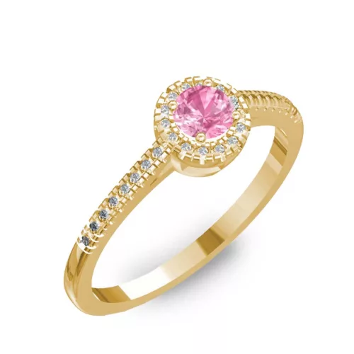 Ékszerpalota eljegyzési gyűrű 0,2ct pink zafír BRK037 sárga arany