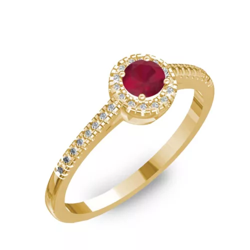 Ékszerpalota eljegyzési gyűrű 0,2ct rubinnal BRK037 sárga arany
