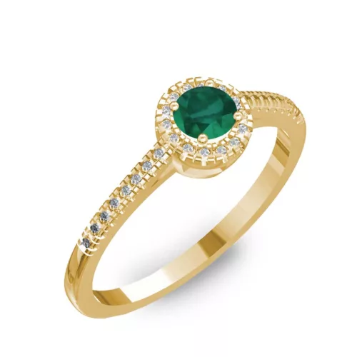 Ékszerpalota eljegyzési gyűrű 0,2ct smaragddal BRK037 sárga arany