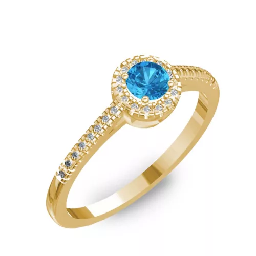 Ékszerpalota eljegyzési gyűrű 0,2ct kék topázzal BRK037 sárga arany