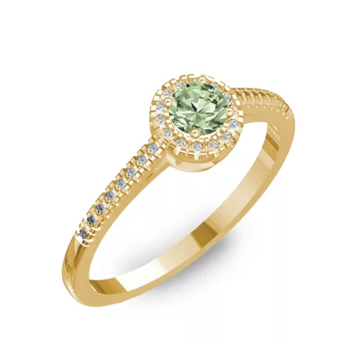 Ékszerpalota eljegyzési gyűrű 0,2ct zöld gyémánttal BRK037 sárga arany