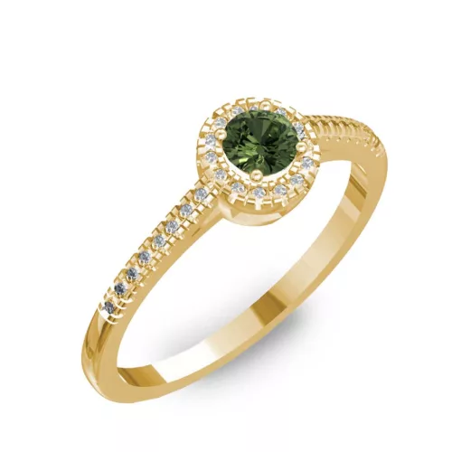 Ékszerpalota eljegyzési gyűrű 0,2ct zöld zafír BRK037 sárga arany