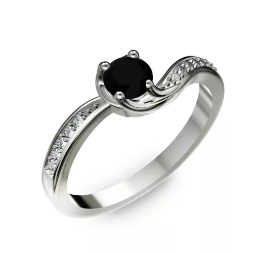 Ékszerpalota eljegyzési gyűrű 0,4ct fekete gyémánttal BRK069 fehér arany