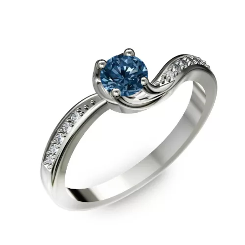 Ékszerpalota eljegyzési gyűrű 0,4ct kék gyémánttal BRK069 fehér arany