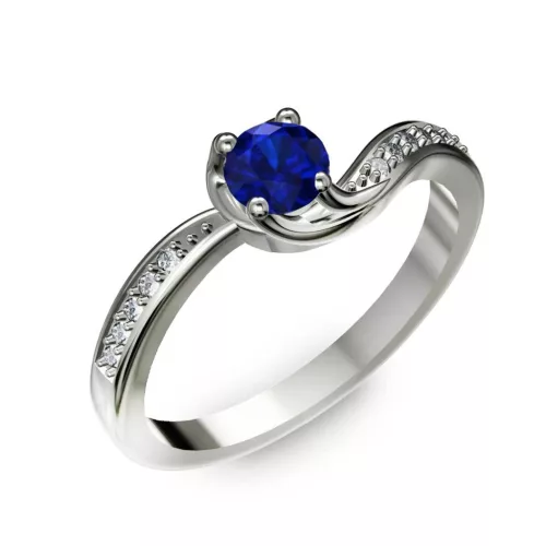 Ékszerpalota eljegyzési gyűrű 0,4ct kék diffusion zafírral BRK069 fehér arany
