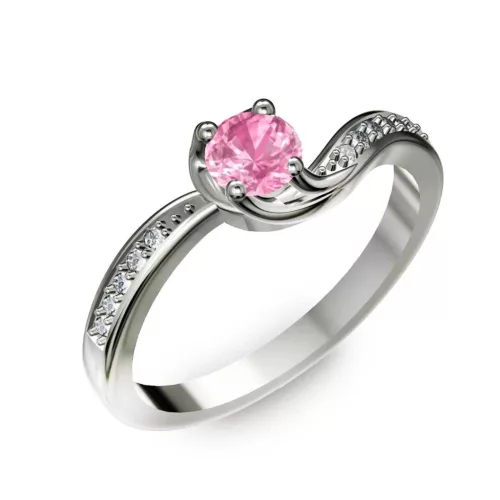 Ékszerpalota eljegyzési gyűrű 0,4ct pink zafírral BRK069 fehér arany