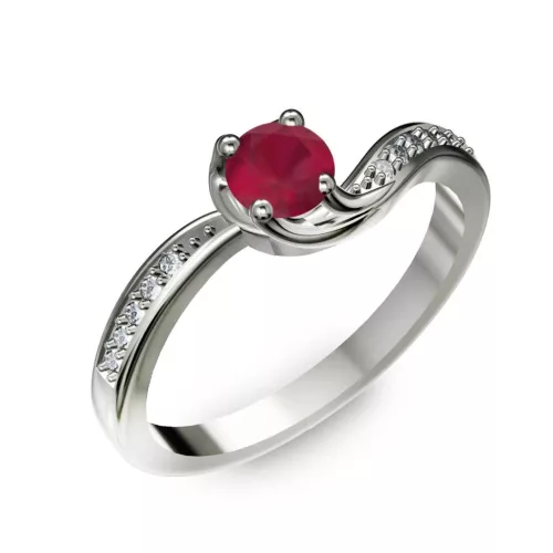 Ékszerpalota eljegyzési gyűrű 0,4ct rubinnal BRK069 fehér arany