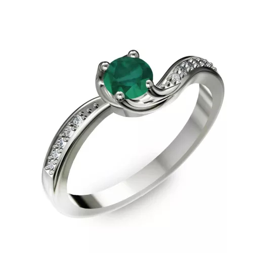 Ékszerpalota eljegyzési gyűrű 0,4ct smaragddal BRK069 fehér arany