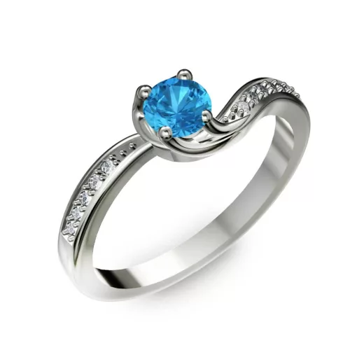 Ékszerpalota eljegyzési gyűrű 0,4ct kék topázzal BRK069 fehér arany